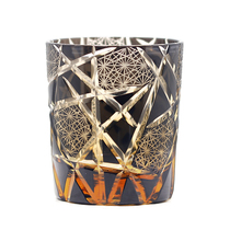 Jin-style Edo cut crystal glass whiskey wine glass pin glass cover leather carved glass handmade