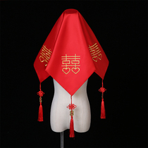 Bride wedding red hijab head Xiuhe headdress Chinese embroidery red Xiuhe clothing cover headscarf wedding hijab women