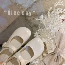 (sheii Suyin Yin) Less-age cute ~ Big Wavea head cingulum Genuine Leather Mary Rare Shoes Woman Flat Bottom Shoes