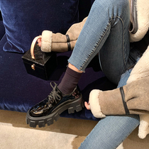 (sheii Su Yinyin) is tall and tall~ Autumn and winter plus velvet warm thick bottom platform shoes womens small leather shoes