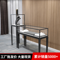 High-grade vertical jewelry display cabinet jewelry gold silver jewelry glass counter stainless steel with lock display cabinet small