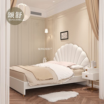 Songshu French retro petal bed technology leather bed white bed cream bedroom into sweeping robot