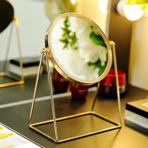 Portable makeup mirror Home portable desktop handheld round Net red bedroom dormitory light luxury small vanity mirror