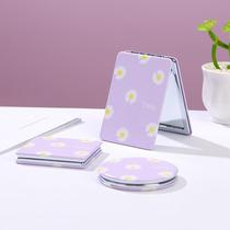 Folding double mirror handheld makeup mirror portable cute mini Daisy mirror student dormitory small round mirror