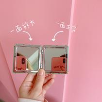 Korean cute girl portable folding handheld cosmetic mirror ins girl personality mini makeup double-sided small mirror