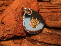 Angry monkey handmade Takahashi Goros eight books carved gold ray positive print bias printing 925 silver cake pendant hand-made