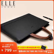 ELLE HOMME genuine leather mens bag crossbar briefcase handbag fine head layer cow leather mens business large capacity