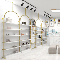 Shoe store shoe rack display rack with lights creative shelves shopping mall shop bags men and women childrens shoes shelf floor display cabinet