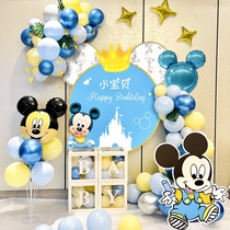 Boys and girls baby birthday arrangement decoration Mouse baby Mickey theme balloon background poster scene dress up