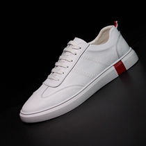 Mens shoes pure leather small white shoes breathable wild leather shoes men Korean trend sports leisure shoes men flat shoes