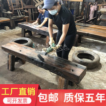 Old boat wooden bench solid wood table bench bench bench bench Chinese log outdoor stool