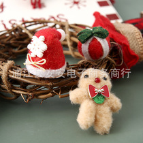 Wool Felt Christmas Hat Gingerbread Man Gift Box Chest Pin Hair Ornaments Accessories Christmas Tree Flower Rings Decorative Pendant Material