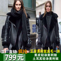 New autumn and winter leather hair leather women merino lamb hair long fur coat locomotive clothing women