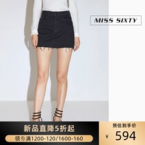 Miss Sixty2021 spring and summer new denim short skirt female raw edge A-line skirt 6N1KJ0730000