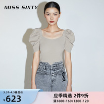 Miss Sixty summer-knitted sweatshirt with female foam sleeveless collar short sleeve blouse 6N2RJ2600000