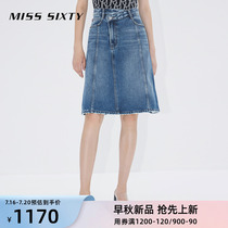 Miss Sixty2022 Fall new denim semi-body dress with asymmetrical high waist 6W3KJ3150000