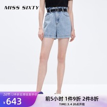 Miss Sixty Spring Autumn Style Angel Series Cowboy Shorts Female accessories waistline High waist straight drum