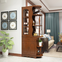  Solid wood Chinese style living room partition cabinet Modern small apartment entrance shoe cabinet one-piece double-sided hall cabinet screen wine cabinet