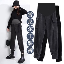  Pregnant womens pants Womens autumn and winter outdoor wear tooling harem pants fashion corduroy leggings pregnant womens trousers