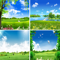 Blue sky Baiyunshan water scenery 3d background cloth fast hand live background cloth main cast background cloth background cloth photo video background