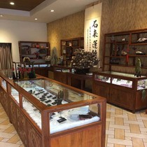 Solid wood jade jewelry display cabinet Antique Chinese elm glass display cabinet Antique tea jewelry counter combination