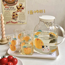 Cute Summer Cold Kettle Cup Suit Home High Temperature Resistant Glass Flower Teapot Heatable Tropical Handle Large Capacity