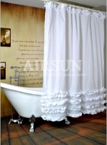 Polyester waterproof shower curtain French style beautiful pure white lace ruffled ge duan lian high 1 8 m 2 m