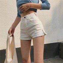  Hong Kong high waist stretch slim-fit skinny denim shorts female personality side zipper hip hot pants wild black pants