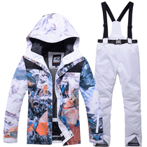 Winter ski suit suit for men and women couples Korea thick snow mountain veneer double board outdoor waterproof ski pants