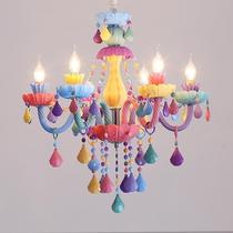 Hall crystal lamp dining hall lamp princess girl room creative macaron color lamps