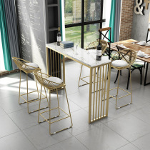 Nordic marble bar table light luxury iron casual cafe outdoor table and chair set bar table and chair set