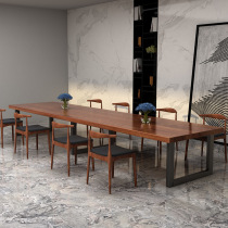 Simple retro solid wood office desk Company staff outdoor table and chair set workers large meeting negotiation long table office