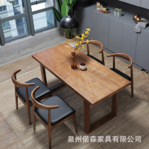 American country home full solid wood dining table Hotel small apartment table casual restaurant multi-person dining table and chair combination