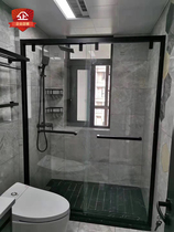 Shower room simple one-shaped bathroom bath wet and dry separation glass partition sliding door overall bathroom moving door