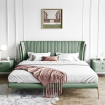 Italian minimalist leather bed 1 8 solid wood modern minimalist 200 × 220 master bed 2 m x2 M leather bed 1 5