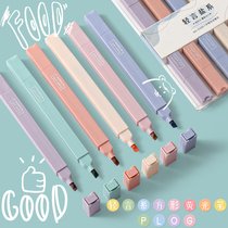 Soft head highlighter pen macaron Morandi light color marker pen double-head color silver light marker pen multi-color students take notes special large-capacity eye protection stroke Key Large-capacity light hand account