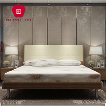 Chengde Red Apple furniture fashion modern simple 1 5 1 8 meters double plate leather by bed R801-P6