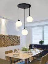 Restaurant chandelier three-headed simple modern disc straight plate fashion glass lampshade dining room table creative personality chandelier