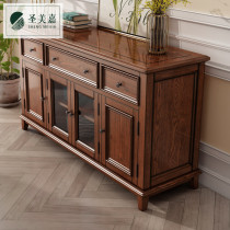 American country solid wood side cabinet wine cabinet one wall kitchen living room cupboard restaurant Tea cabinet lockers lockers
