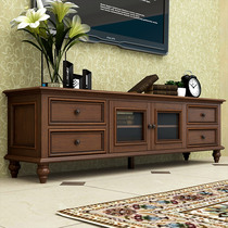 American full solid wood TV cabinet 2 m film and TV cabinet tea TV cabinet combination suit small family white waxy wood furniture