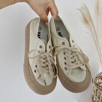 Early June canvas shoes female niche original white shoes 2021 New ins retro casual round head board shoes