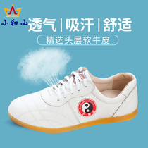 Xiaohe Mountain Taiji shoes Womens leather soft beef tendon martial arts shoes mens spring and summer Taijiquan practice shoes sneakers rd