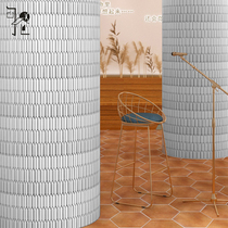 White ceramic mosaic tiles Bathroom bathroom background wall tiles Black bar bar long arrow-shaped handmade tiles