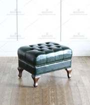 American leather sofa stool clothing store shopping mall square test shoe stool small footstool European foot rest calf