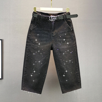 2020 summer fit new European station elastic loose high waist display slim scalding black 70% jeans female horsepants tide