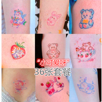 36 small cute colorful bear bunny girl ins wind waterproof long-lasting small fresh cartoon tattoo stickers