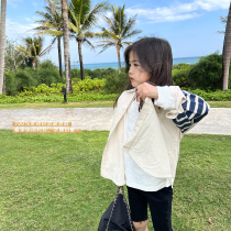 Blue Little Dad Childrens shirt 2022 Spring loaded with new TB wind long sleeve blouses female baby trendy 100 lap shirt