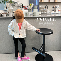 Blue Little Dad Girls Lieven hat Weak jacket 2022 Spring new Korean version of the foreign air baby casual cardiovert blouses