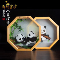 Middle China wind featured small gift giving old external Su embroidery double face embroidered hand-embroidered screen pendulum table handicraft