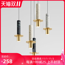 Nordic modern simple natural marble aisle art single head chandelier bedroom creative bedside bar dining hall lamp